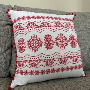 Infii Red Creamy Embroidered Cushion - Stylish Decor for Greater Toronto Area Homes#RC1001