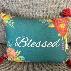 Infii Teal Bluish Floral Cushion - Elegant Decor for Greater Toronto Area Homes #RC1003